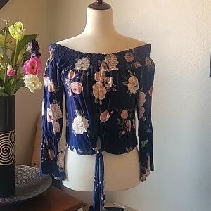 Heart Hip off Shoulder Floral Print top